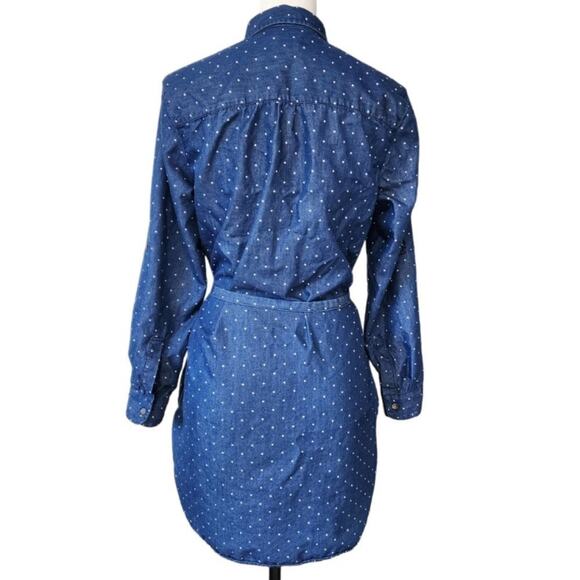 Levi's Polka Dot Denim Button‎ Up Mini Dress Size M - Picture 3 of 9